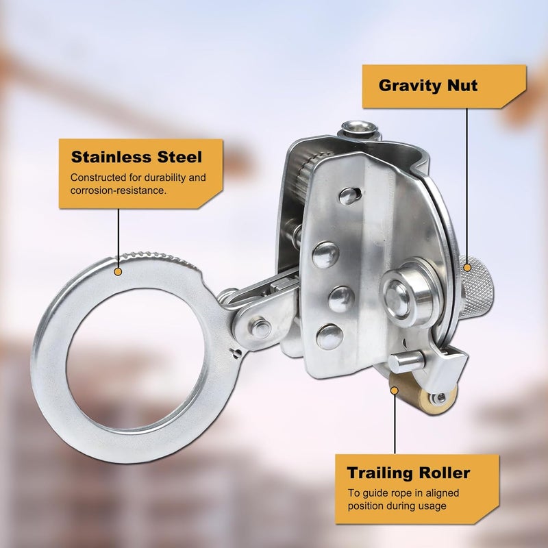 FHFallArrest Stainless Steel Anti Panic Trailing Rope Grab, for 5/8" Rope Diameter Fall Protection - Image 5